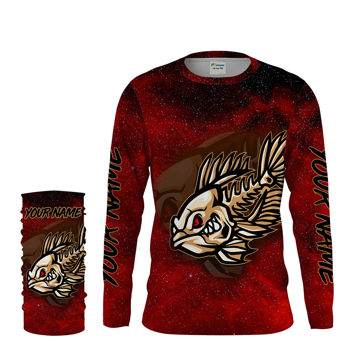 Fish Skeleton Custom Name Fishing Jerseys UV Protection Quick-dry Personalized Tournament Long Sleeve Bass Jersey Shirt FSD2379