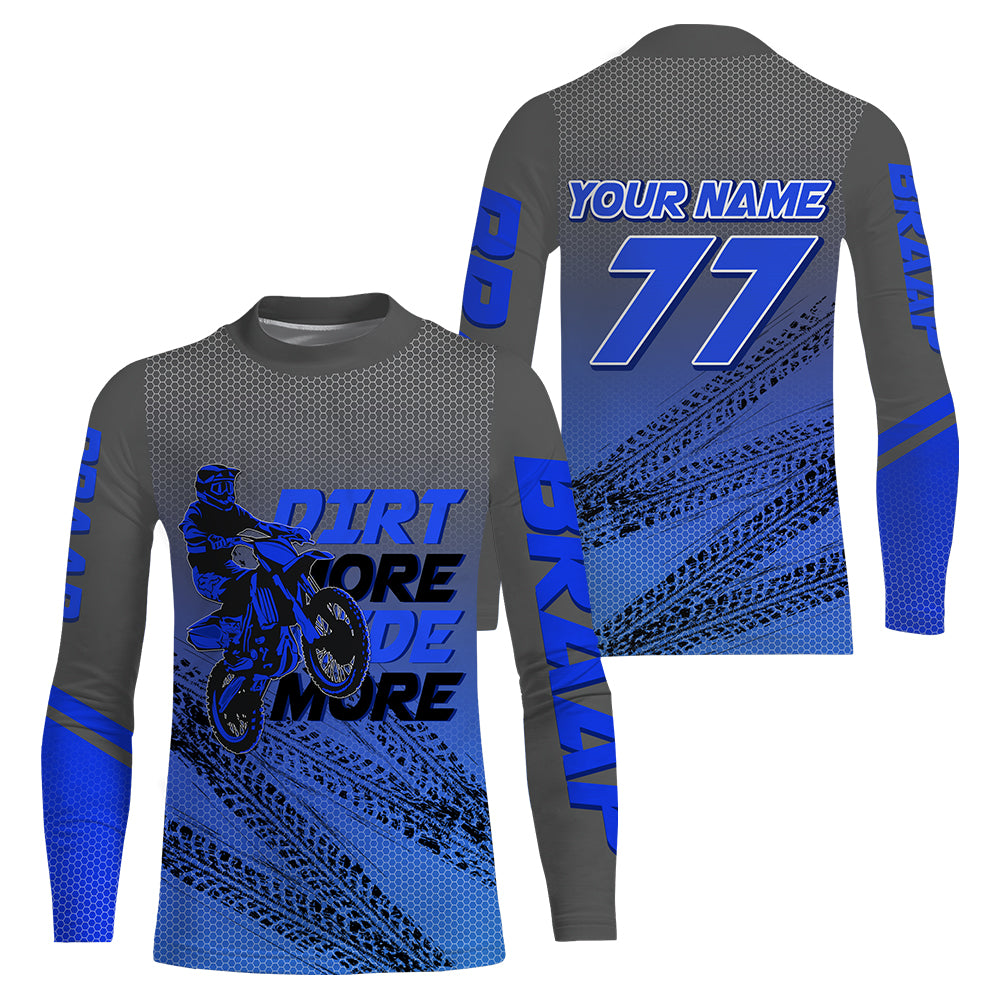 Kid&Adult Custom Motocross Jersey Blue UPF30+ Dirt Bike MX Racing Dirt More Ride More Off-road NMS1459