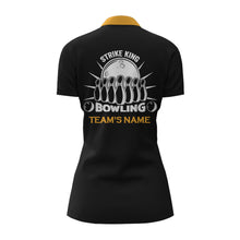 Load image into Gallery viewer, Custom Bowling Shirt for Women, Vintage Yellow&amp;Black Bowling Quarter-Zip Bowling Team Ladies Girl NBZ166