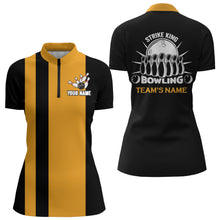 Load image into Gallery viewer, Custom Bowling Shirt for Women, Vintage Yellow&amp;Black Bowling Quarter-Zip Bowling Team Ladies Girl NBZ166
