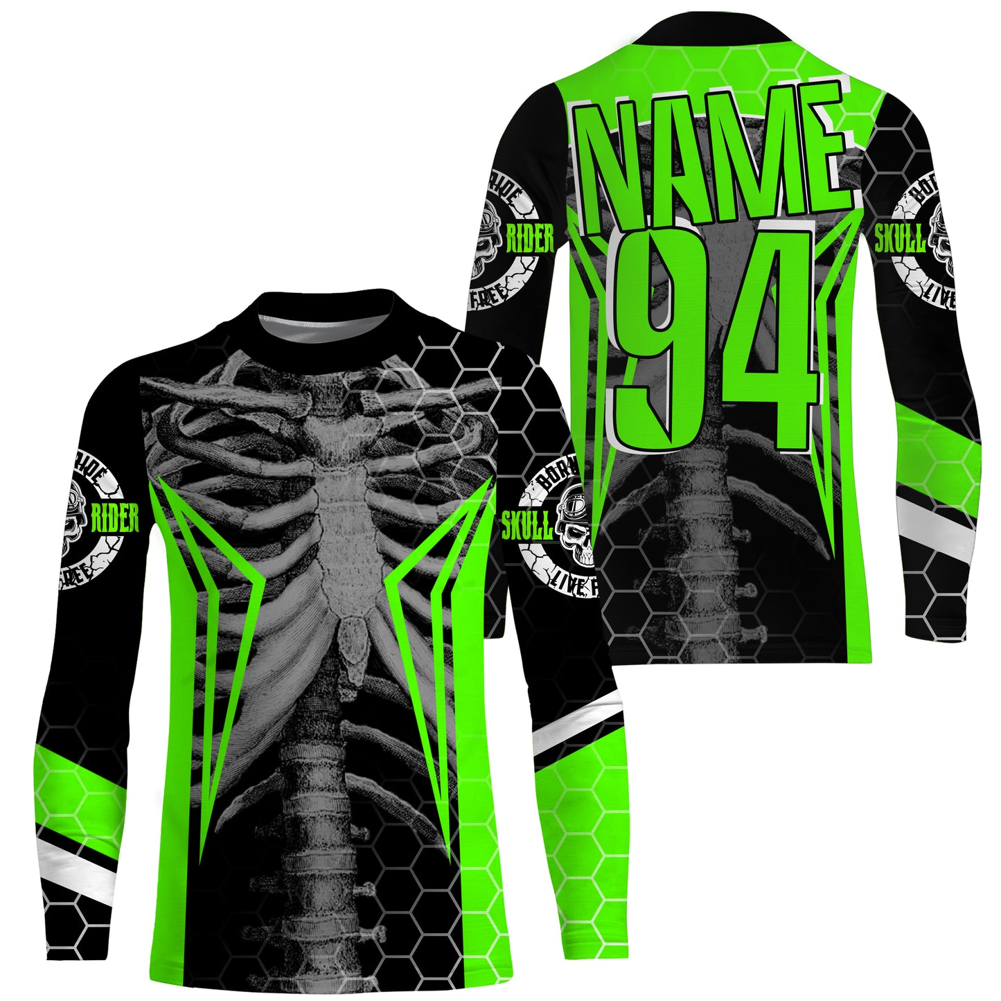 Personalized Racing Jersey UPF30+, Cool Bone Motorcycle Motocross Off-Road Riders Racewear| NMS436