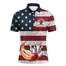 Load image into Gallery viewer, American Flag Bowling Shirt for Men, Custom Polo Team Bowling Jersey with Names, Patriots Shirt NBP147