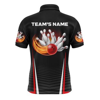 Personalized Flame Bowling Shirt for Men, Custom Team's Name Bowling Lovers Vintage Bowler Jersey NBP125