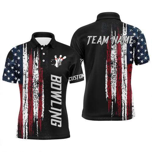 American Flag Bowling Shirt for Men Custom Bowling Jersey for Team Patriots Bowlers Polo Shirt NBP149