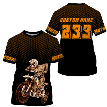 Orange custom skull motocross jersey UV protective dirt bike racing off-road motorcycle racewear| NMS922