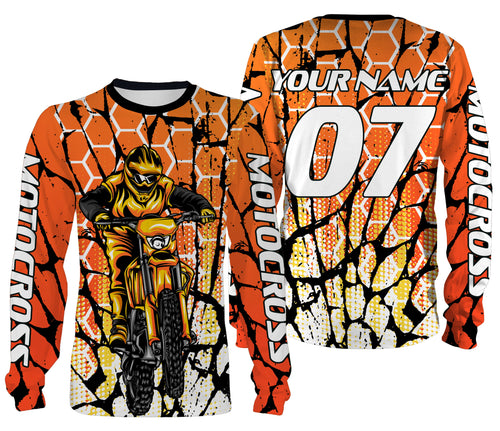 Personalized Motocross Racing Jersey Adult Youth Long Sleeves, Dirt Bike Off-road Riders Racewear| NMS328