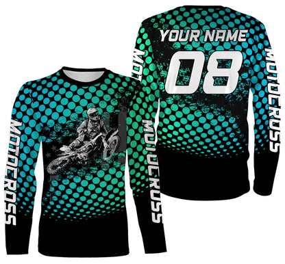 Cool Motocross Personalized Jersey Adult Kid Long Sleeves, Dirt Bike Motorcycle Riders Racewear| NMS331