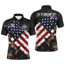 Load image into Gallery viewer, American Flag Bowling Shirt for Men Custom Bowling Jersey Strike Patriot League Bowlers Polo Shirt NBP151