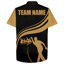 Load image into Gallery viewer, Personalized Hawaiian Bowling Shirt Black and Gold Bowlers Custom Team Short Sleeves Jersey NBH13