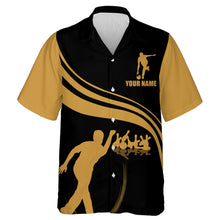 Load image into Gallery viewer, Personalized Hawaiian Bowling Shirt Black and Gold Bowlers Custom Team Short Sleeves Jersey NBH13