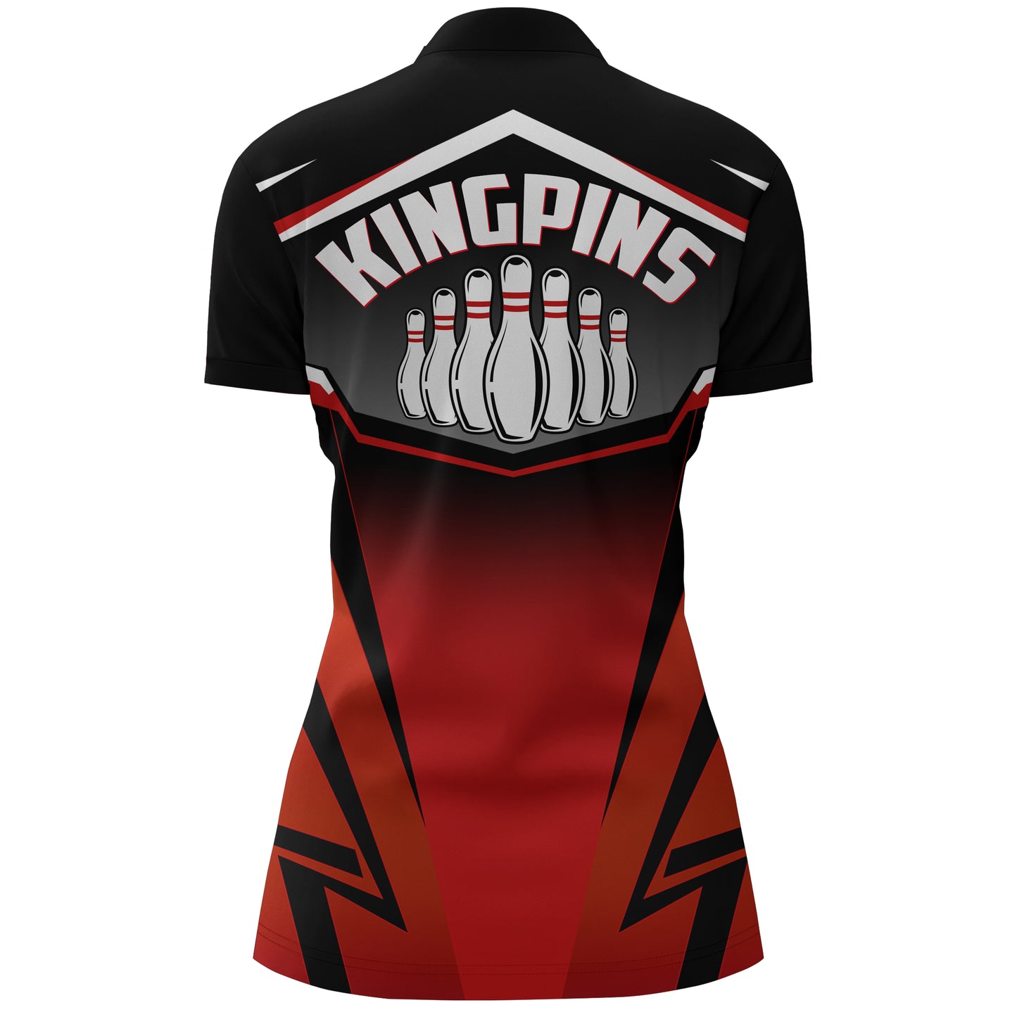 Custom Bowling Shirt for Women, Kingpins Red Quarter-Zip Bowling Shirt with Name Ladies Bowl Jersey NBZ180