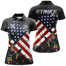 Load image into Gallery viewer, American Flag Bowling Shirt for Women Custom Bowling Jersey Strike Patriot League Lady Polo Shirt NBP151