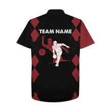 Load image into Gallery viewer, Custom Hawaiian Bowling Shirt Personalized Name Red&amp;Black Bowler Team Jersey for Bowling Lovers NBH22