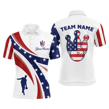 Load image into Gallery viewer, Custom Bowling Polo Shirt For Men American Flag Bowling Team Jersey Patriotic Bowling League Shirt BDT122