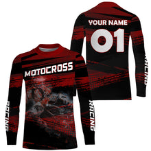 Load image into Gallery viewer, Kid Men Women Motocross Racing Jersey UPF30+ Custom Red Dirt Bike Shirt MX Long Sleeve PDT504