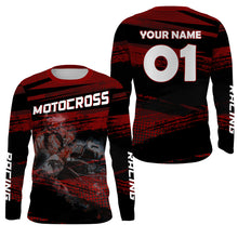 Load image into Gallery viewer, Kid Men Women Motocross Racing Jersey UPF30+ Custom Red Dirt Bike Shirt MX Long Sleeve PDT504