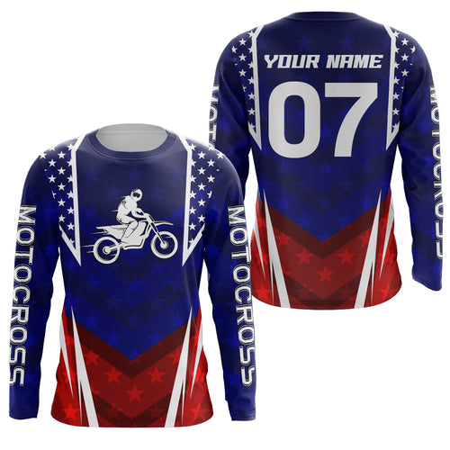 American Flag Dirt Bike Jersey Kid Men Women UPF30+ Patriotic MX Shirt Boys Girls Custom Motocross PDT538
