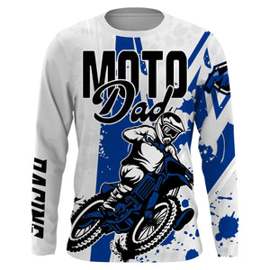 Personalized MX Dad Jersey UPF30+ Blue Dirt Bike Shirt Moto Dad Off-Road Motorcycle PDT494