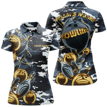 Load image into Gallery viewer, Custom Bowling Shirt for Women Camo Navy Bowling Team Jersey Women&#39;s Bowling Polo Shirt BDT42
