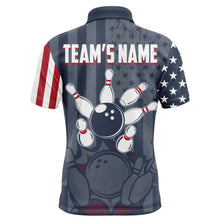 Load image into Gallery viewer, Custom Bowling Shirt For Men American Flag Bowling Polo Shirt for Team Patriotic Navy Bowling Jersey BDT19