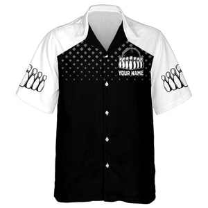 Hawaiian Bowling Shirt For Men Women Custom Bowling Jersey Black White Bowling Shirt For Team BDT48