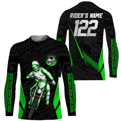 Kid Men Women Motocross Jersey UPF30+ Custom Green Dirt Bike Shirt Live To Ride MX SX PDT503