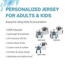 Load image into Gallery viewer, Personalized MX off-road jersey blue and white Motocross kid&amp;adult UPF30+ biker racing off-road  PDT184