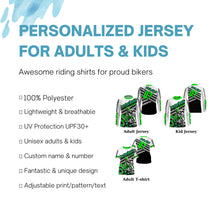 Load image into Gallery viewer, Kid&amp;adult custom Dirt Bike jersey green UPF30+ extreme motocross racing shirt off-road motorcycle PDT413
