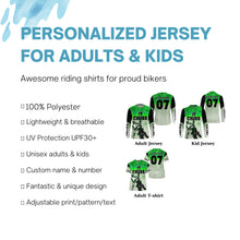 Load image into Gallery viewer, Kid men women custom name&amp;number dirt bike jersey green Motocross racing UPF30+ motorcycle shirt PDT382