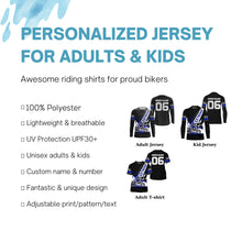 Load image into Gallery viewer, Extreme dirt bike riding jersey custom youth&amp;adult UPF30+ blue Motocross racing motorcycle shirt PDT279