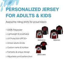 Load image into Gallery viewer, Kid&amp;adult red dirt bike jersey personalized MX racing UPF30+ Motocross off-road motorcycle shirt PDT285