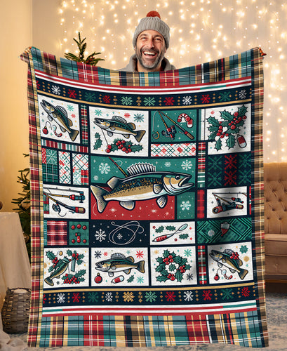 Walleye Fishing Christmas Fishing Fleece Blanket Fishing Gifts For Fisherman IPHW5673