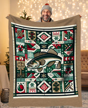 Load image into Gallery viewer, Walleye Fishing Christmas Fishing Fleece Blanket Fishing Gifts For Fisherman IPHW5674