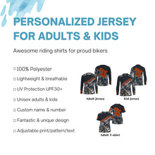 Load image into Gallery viewer, MX jersey custom name&amp;number kid&amp;adult blue camo UPF30+ extreme Motocross shirt off-road motorcycle PDT144