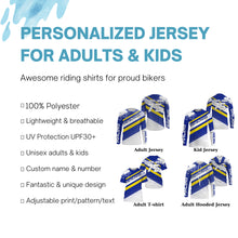 Load image into Gallery viewer, Custom motocross jersey blue dots UPF30+ kids men women dirt bike enduro motorcycle off-road shirt NMS1030