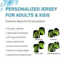 Load image into Gallery viewer, Green Custom Motocross Jersey UPF30+ Dirt Bike Racing Adult&amp;Kid Off-Road MX Motorcycle Shirt| NMS777