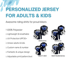 Load image into Gallery viewer, Custom dirt bike jersey blue UPF30+ kids adults motocross racing long sleeves motorcycle off-road NMS1036