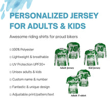 Load image into Gallery viewer, Custom kid adult dirt bike jersey Green Motocross shirt UPF30+ extreme racing racewear motorcycle PDT386