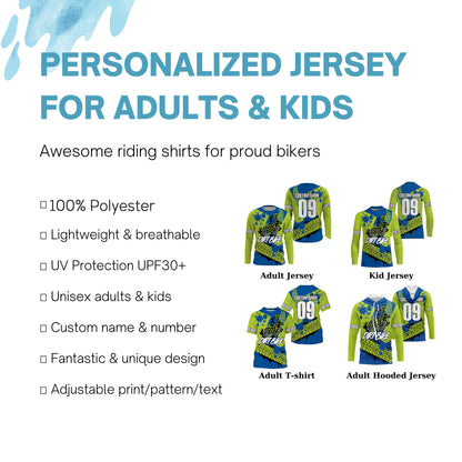 Motocross jersey personalized kid men women UV dirt bike youth green MX racing shirt motorcycle PDT110