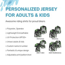 Load image into Gallery viewer, Custom motocross jersey UPF30+ kid mens womens green dirt bike racing off-road motorcycle racewear NMS951