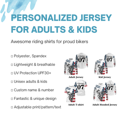 American Motocross Jersey UPF30+ Personalized Patriotic MX Racing US Off-Road Adult&Kid Dirt Bike Jersey| NMS743