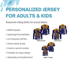 Load image into Gallery viewer, Blue custom Motocross riding jersey youth men women MX racing UPF30+ off-road extreme motorcycle PDT118