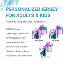 Load image into Gallery viewer, Motocross pink jersey youth men women custom dirt bike off-road UPF30+ motorcycle racing shirt PDT319