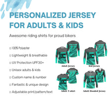 Load image into Gallery viewer, Kid adult custom motocross jersey turquoise blue UPF30+ dirt bike MX racing Dirt More Ride More NMS977