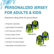 Load image into Gallery viewer, Adult&amp;Kid custom Motocross jersey UV protective green dirt bike Xtreme MX racing offroad motorcycle NMS907