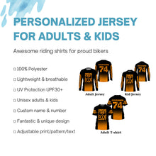 Load image into Gallery viewer, Custom orange Motocross jersey youth men women UPF30+ Ride Fast Die Last dirt bike off-road shirt PDT415