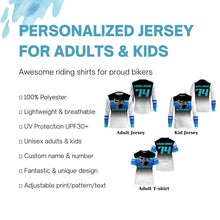 Load image into Gallery viewer, Kid men women jersey Motocross blue white custom dirt bike UV MX off-road motorcycle racing shirt PDT174