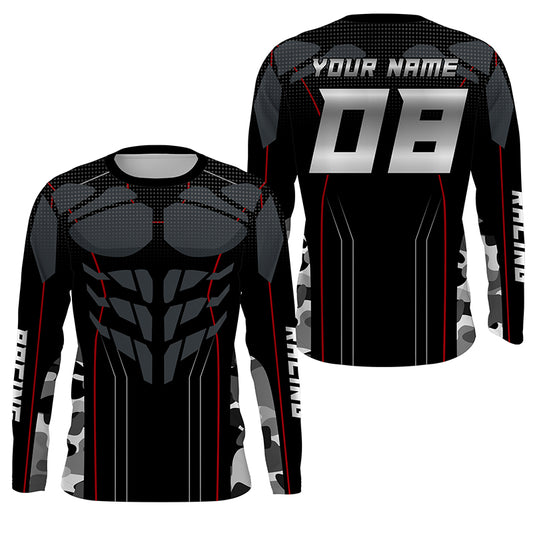 Camouflage Muscle Racing Jersey Personalized Kid Adult UPF30+ Motocross Dirt Bike Shirt NMS1229