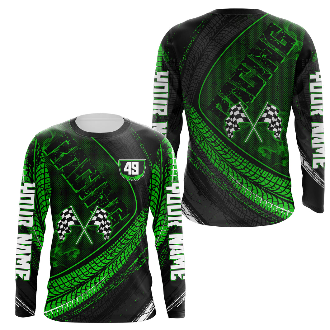 Dirtbike Racing Jersey UPF30+ Personalized Motocross Off-road Riders Tire Track Green Riding Jersey| NMS607