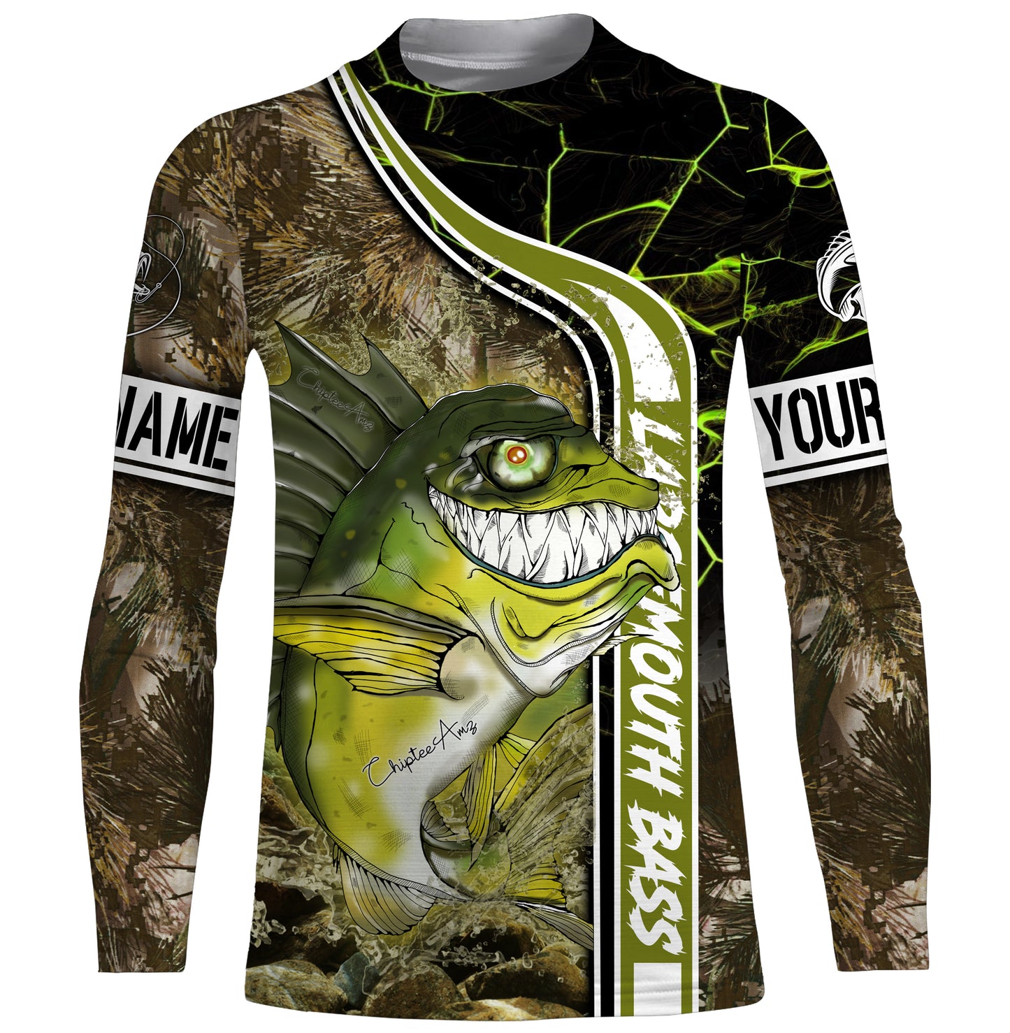 Largemouth Bass fishing custom name with ChipteeAmz's art UV protection shirts AT011